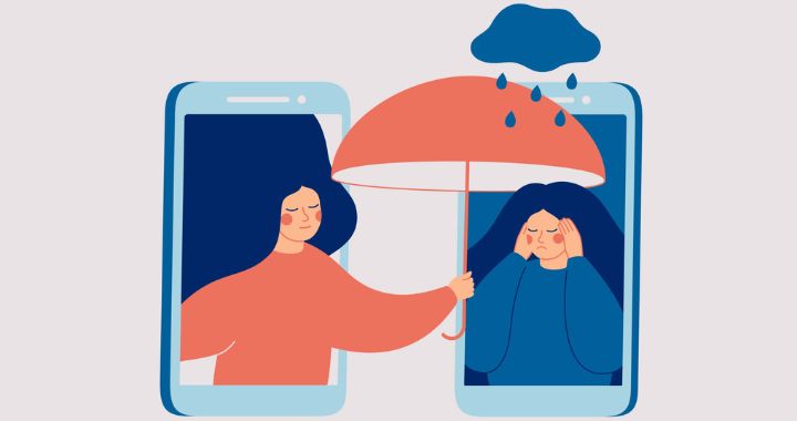 Person being comforted over the phone